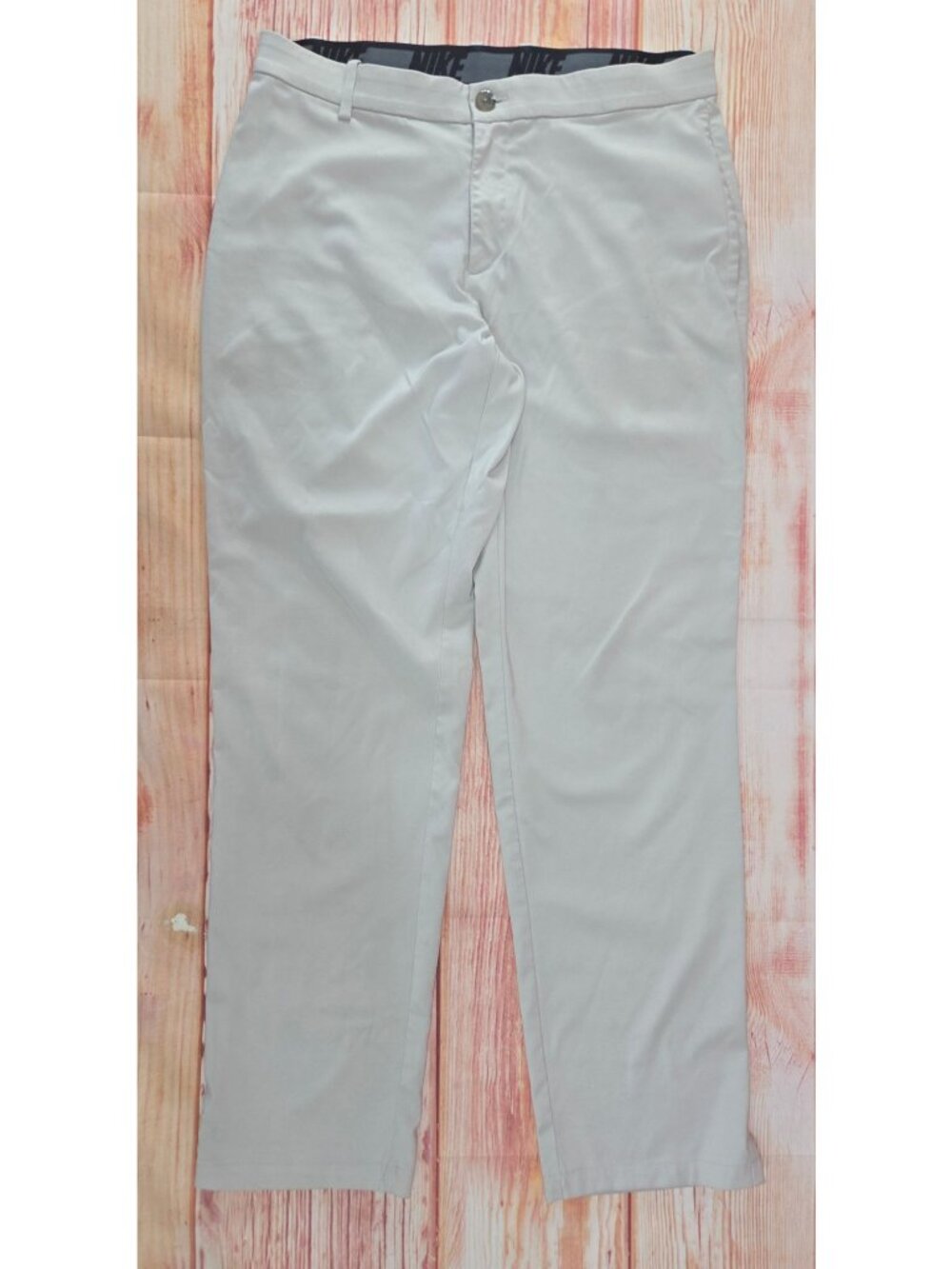 Nike Dri-Fit Light Gray Mens Golf Pants 34x32 Slim Fit Stretch Performance